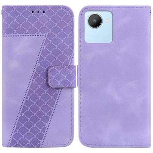 For Realme C30/Narzo 50i/Narzo 50i Prime/C30s 7-shaped Embossed Leather Phone Case(Purple)