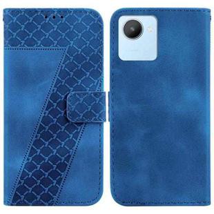 For Realme C30 / Narzo 50i / Narzo 50i Prime 7-shaped Embossed Leather Phone Case(Blue)