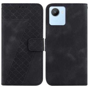 For Realme C30/Narzo 50i/Narzo 50i Prime/C30s 7-shaped Embossed Leather Phone Case(Black)