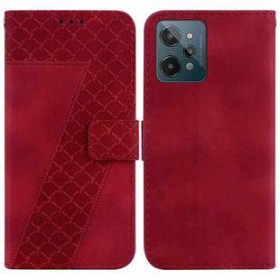 For Realme C31 7-shaped Embossed Leather Phone Case(Red)