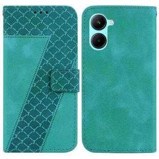 For Realme C33 Seven-shaped Embossed Leather Phone Case(Green)