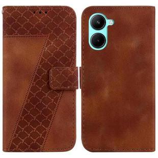 For Realme C33 7-shaped Embossed Leather Phone Case(Brown)