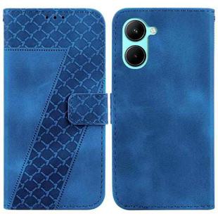 For Realme C33 Seven-shaped Embossed Leather Phone Case(Blue)