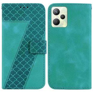 For Realme C35 Seven-shaped Embossed Leather Phone Case(Green)