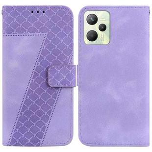 For Realme C35 7-shaped Embossed Leather Phone Case(Purple)