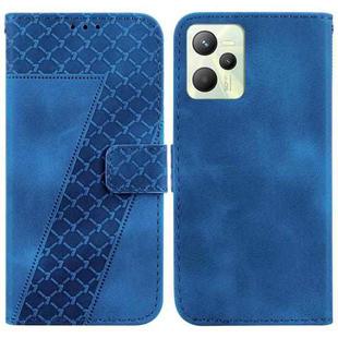 For Realme C35 7-shaped Embossed Leather Phone Case(Blue)