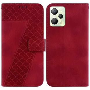For Realme C35 7-shaped Embossed Leather Phone Case(Red)