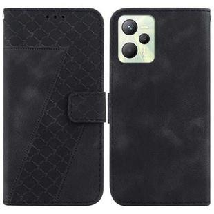 For Realme C35 7-shaped Embossed Leather Phone Case(Black)