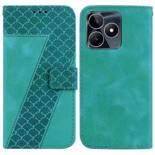 For Realme C53/Narzo N53 Seven-shaped Embossed Leather Phone Case(Green)