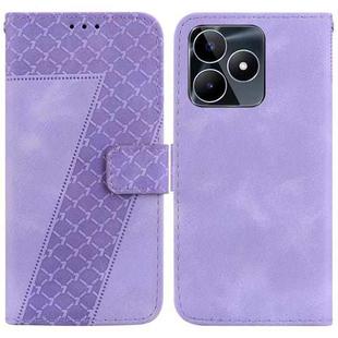 For Realme C53/Narzo N53 7-shaped Embossed Leather Phone Case(Purple)