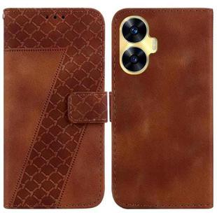 For Realme C55 7-shaped Embossed Leather Phone Case(Brown)