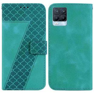 For Realme 8/8 Pro 7-shaped Embossed Leather Phone Case(Green)