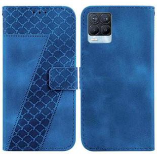 For Realme 8/8 Pro 7-shaped Embossed Leather Phone Case(Blue)