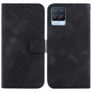 For Realme 8/8 Pro 7-shaped Embossed Leather Phone Case(Black)