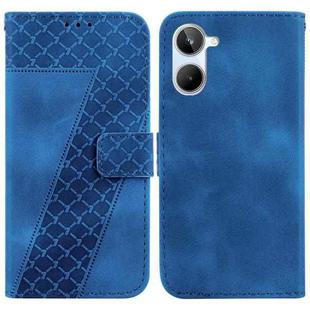 For Realme 10 4G 7-shaped Embossed Leather Phone Case(Blue)