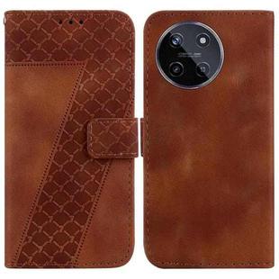 For Realme 11 4G Global 7-shaped Embossed Leather Phone Case(Brown)