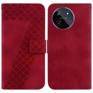 For Realme 11 4G Global Seven-shaped Embossed Leather Phone Case(Red)