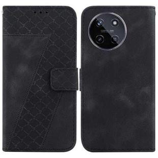 For Realme 11 4G Global 7-shaped Embossed Leather Phone Case(Black)