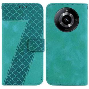 For Realme 11 5G/Narzo 60 India Version 7-shaped Embossed Leather Phone Case(Green)