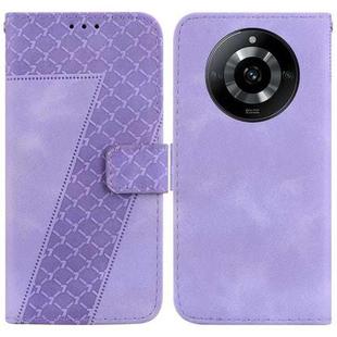 For Realme 11 5G/Narzo 60 India Version Seven-shaped Embossed Leather Phone Case(Purple)