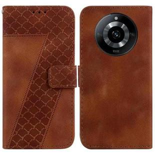 For Realme 11 5G/Narzo 60 India Version 7-shaped Embossed Leather Phone Case(Brown)
