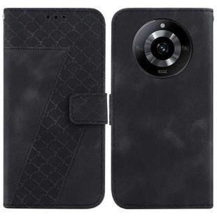For Realme 11 5G/Narzo 60 India Version 7-shaped Embossed Leather Phone Case(Black)