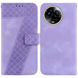 For Realme 11 5G Global Seven-shaped Embossed Leather Phone Case(Purple)