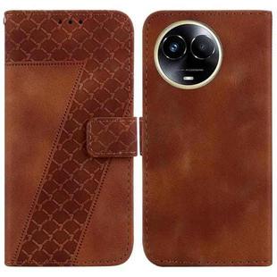 For Realme 11 5G Global 7-shaped Embossed Leather Phone Case(Brown)