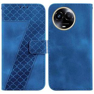 For Realme 11 5G Global Seven-shaped Embossed Leather Phone Case(Blue)