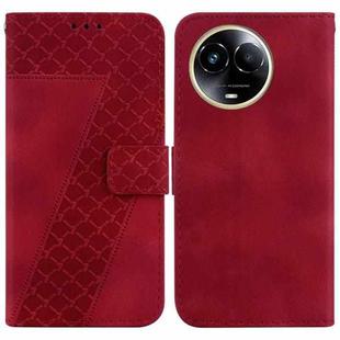 For Realme 11 5G Global 7-shaped Embossed Leather Phone Case(Red)