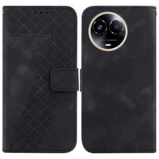 For Realme 11 5G Global 7-shaped Embossed Leather Phone Case(Black)