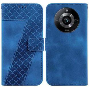 For Realme 11 Pro 5G/11 Pro+ 5G/Narzo 60 Pro Seven-shaped Embossed Leather Phone Case(Blue)