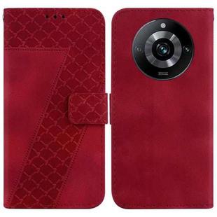 For Realme 11 Pro 5G/11 Pro+ 5G/Narzo 60 Pro 5G 7-shaped Embossed Leather Phone Case(Red)