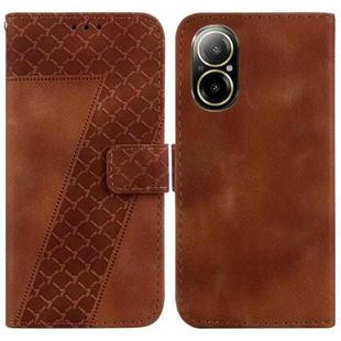 For Realme C67 4G Global 7-shaped Embossed Leather Phone Case(Brown)