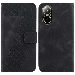 For Realme C67 4G Global 7-shaped Embossed Leather Phone Case(Black)