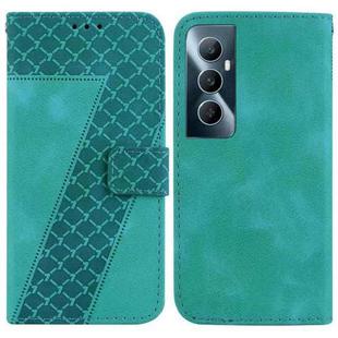 For Realme C65 4G Seven-shaped Embossed Leather Phone Case(Green)