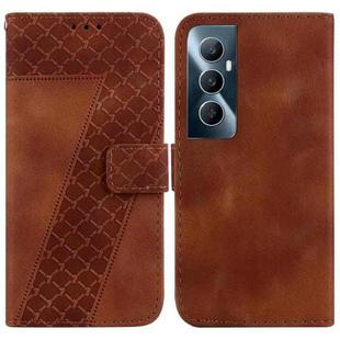 For Realme C65 4G 7-shaped Embossed Leather Phone Case(Brown)