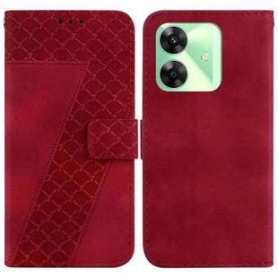 For Realme C61 / C63 / Note 60 Seven-shaped Embossed Leather Phone Case(Red)