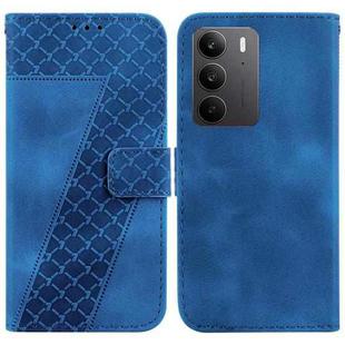 For Realme C75 Seven-shaped Embossed Leather Phone Case(Blue)