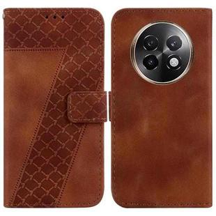 For Realme 13+ Global Seven-shaped Embossed Leather Phone Case(Brown)