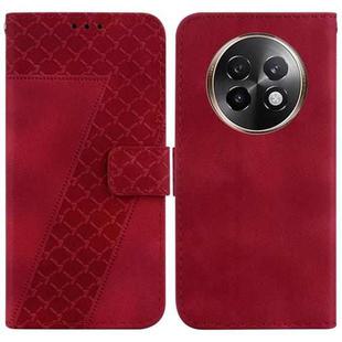 For Realme 13+ Global Seven-shaped Embossed Leather Phone Case(Red)