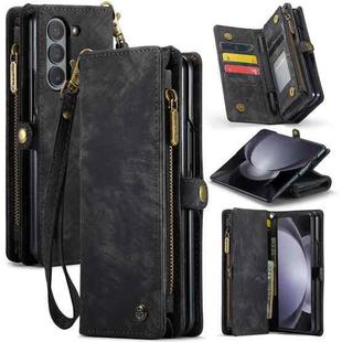 For Samsung Galaxy Z Fold5 CaseMe 008 Multifunctional Zipper Wallet Phone Leather Case(Black)