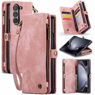 For Samsung Galaxy Z Fold5 CaseMe 008 Multifunctional Zipper Wallet Phone Leather Case(Pink)