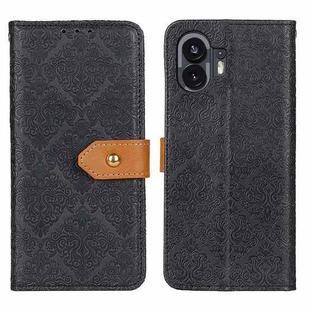 For Nothing Phone 2 European Floral Embossed Leather Phone Case(Black)