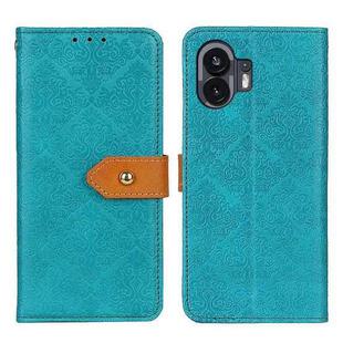 For Nothing Phone 2 European Floral Embossed Leather Phone Case(Blue)