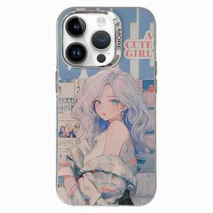 For iPhone 12 Pro Max Chinese Ancient Style Electroplated Lens Ring PC Hybrid TPU Phone Case(Silver Haired Girl)