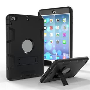For iPad Mini 5 / 4 Shockproof PC + Silicone Protective Case，with Holder(Black)