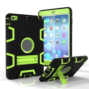 For iPad Mini 5 / 4 Shockproof PC + Silicone Protective Case，with Holder(Black Yellow Green)