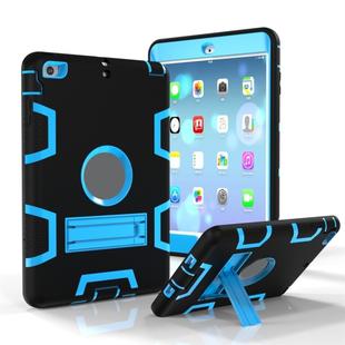 For iPad Mini 5 / 4 Shockproof PC + Silicone Protective Case，with Holder(Black Blue)