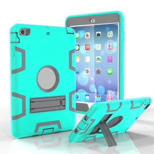 For iPad Mini 5 / 4 Shockproof PC + Silicone Protective Case，with Holder(Green Gray)